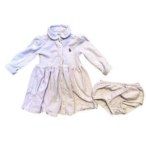 POLO RALPH LAUREN STRIPED OXFORD DRESS with BLOOMERS.